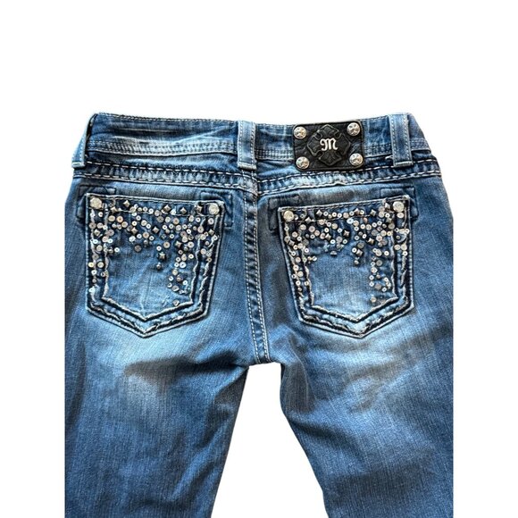 Miss Me Womens Capri Jeans Size 27 Medium Wash With Embellished Pockets - Picture 7 of 8
